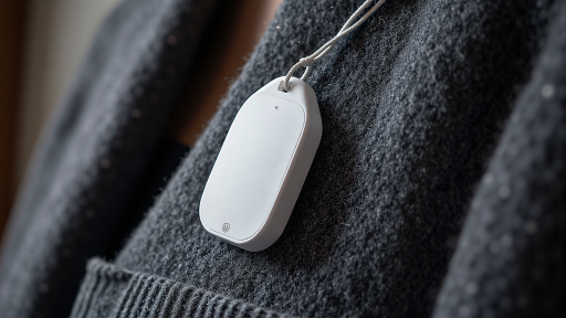 Find My防丢方案产品图,展示小型低功耗防丢器外观,适用于宠物防丢器和资产追踪器等应用场景